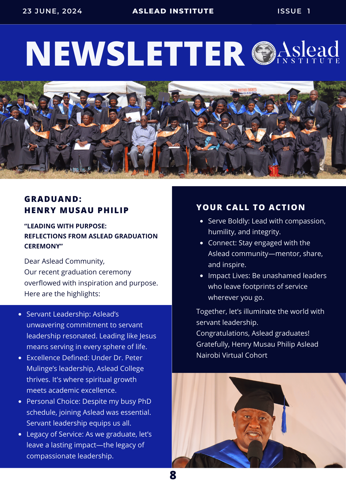 "Celebrating Success: Aslead Institute's Graduation Newsletter captures the essence of achievement and growth."